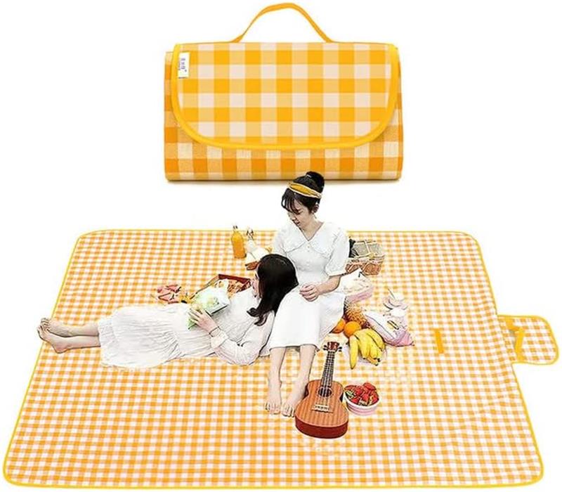 ピクニックマット 折りたたみ 簡単収納 持ち運び便利 防水 防湿 アウトドア チェック柄 四季適用 3〜6..