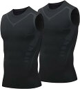2点セット コンプレッション ウェア メンズ 半袖/タンクトップ パワーストレッチ アンダー スポーツ シャツ 通気防臭 冷感 夏用 [UVカット + 吸汗速乾...