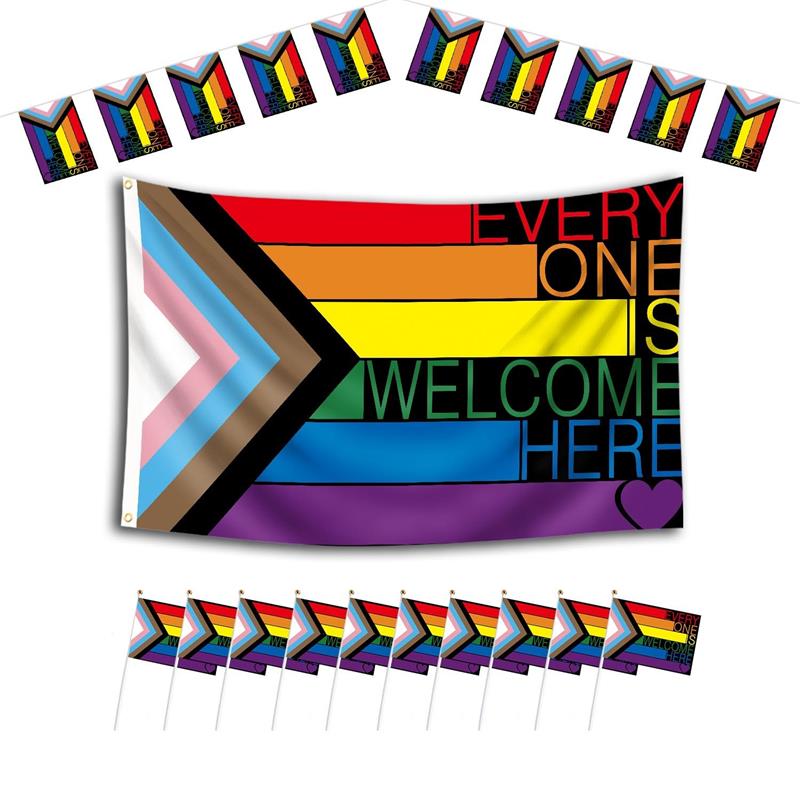 LGBTQ Pride Progress FlagLGBTQ Everyone is Welcome Here 䡼ɥ쥤ܡեå ...