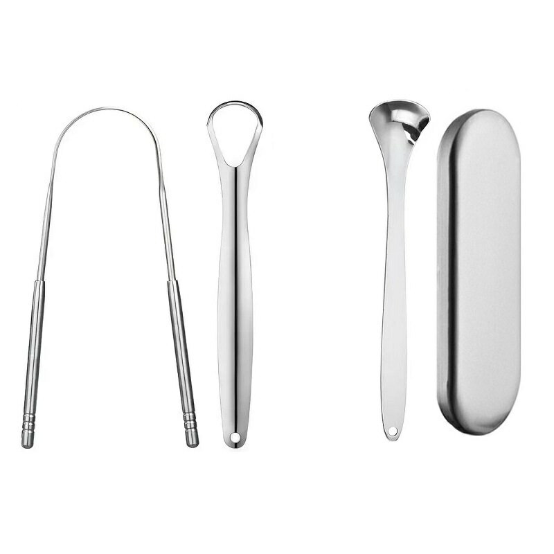 【舌ブラシ仕様】3本セット（1. U字型 2.開口タイプ 3.スプーン型）3種類 舌クリーナーあるので家族で使えます。1セットで3種類のスクレーパーが付属されますのでお好きなのを使われる！収納ケース付、旅行や出張にも携帯便利です。 【高品質...