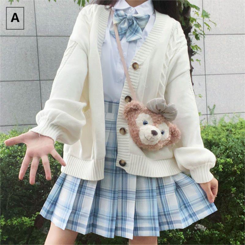 コスプレ 制服 JK 女子高生 4点セット スクールカーディガン プリーツスカート シャツ コスプレ 高校生 蝶結び 中学生 コスチューム 制服 文化祭 コスチューム