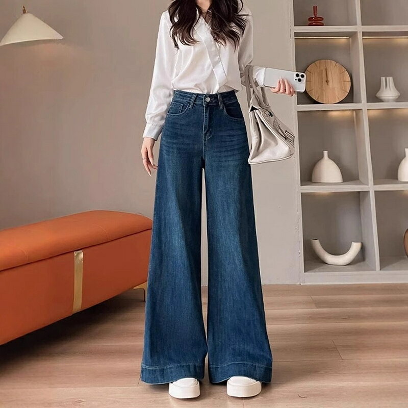 樂天商城 - デニムパンツ ジーパン レディース ジーンズ ワイドパンツ ゆったり ワイド フレア ハイウエスト パンツ フレアパンツ ワイドレッグジーンズ ルーズ ボトムス 春夏秋 ボトム 体型カバー カジュアル 春 夏 秋 疲れないデニム 着痩せ 美脚 ロング丈 きれいめパンツ