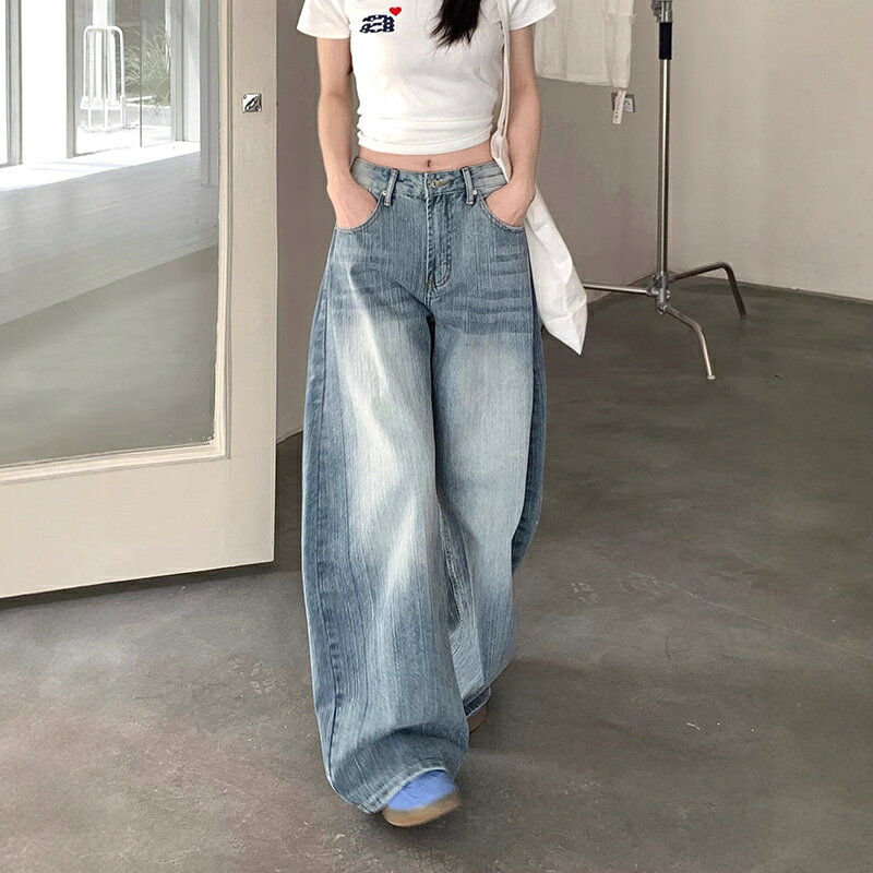 樂天商城 - デニムパンツ ジーパン レディース ジーンズ ワイドパンツ ゆったり ワイド ハイウエスト パンツ コクーンパンツ ワイドレッグジーンズ ルーズ ボトムス ボトム 体型カバー カジュアル 春 夏 秋 美脚 きれいめパンツ デニムブルー カーブパンツ