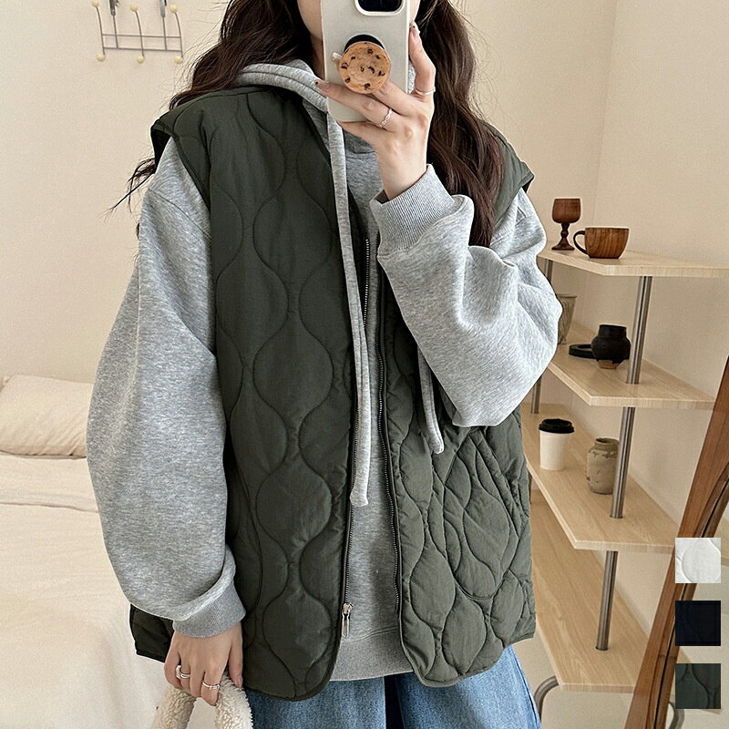 中綿ベストレディースキルティングベ...