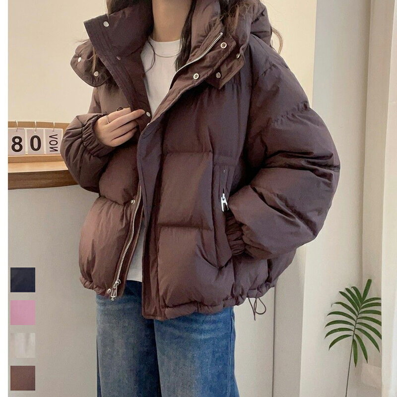 樂天商城 - 中綿ジャケット レディース 中綿アウター 冬 暖かい 防寒 ゆったり ジャケット 女性用 フード付き ダウンジャケット フェイクダウン 中綿 カジュアル きれいめ 通勤 韓国ファッション ジップアップ 無地 多色展開 スナップボタン 防風防寒 あったか 保温