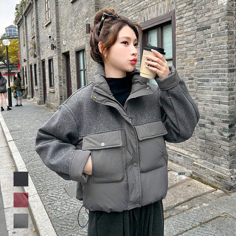 樂天商城 - 中綿ジャケット レディース 冬物 防寒 保温 コート ジャケット スタンドカラー 無地 アウター 長袖トップス 暖かい あったか ショート丈 小柄 大人きれいめ ダウンジャケット ダウンコート フェイクダウン 中綿 ポケット ジップアップ スナップボタン オフィス 通学通勤