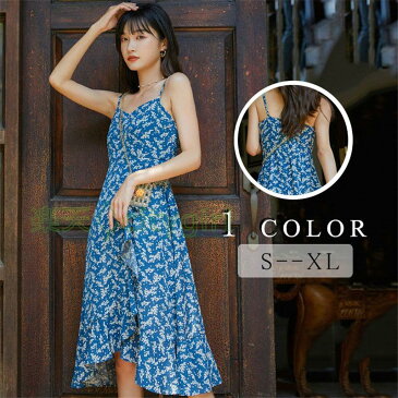【CityGirl】キャミワンピース レディース 夏物 ノースリーブ Vネック 膝丈 オシャレ 花柄ワンピース ワンピースドレス 着痩せ リゾートワンピ ビーチワンピ レトロ お洒落 夏ワンピ Aライン 体型カバー エレガント おしゃれ