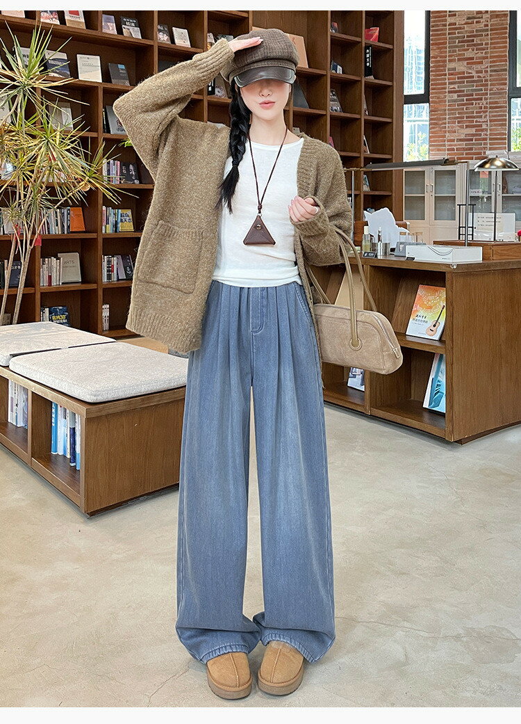 デニムパンツ ジーパン 暖パン レディース 裏起毛 ジーンズ ワイドパンツ ゆったり ワイド ストレート ハイウエスト パンツ 裏ボア フリース 起毛 ストレートパンツ 暖かい ストレートレッグジーンズ ルーズ 裏フリース 防寒 保温 あったか ジーパン ボトムス 秋 冬