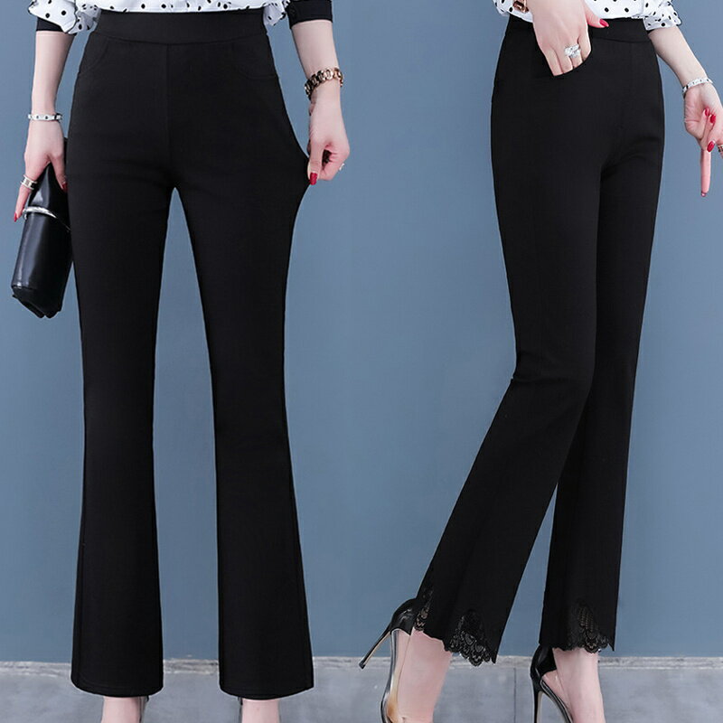 フレアパンツ レディース 夏 スリットパンツ カジュアル ハイウエストパンツ ミニフレア スリムフィット 9 分丈パンツ 春夏服 オフィス..