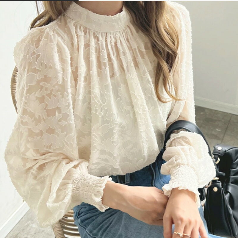 樂天商城 - シフォンブラウス 長袖 レディース トップス 春服 夏服 透け感 レース パフスリーブ 日焼けブラウス 冷房 海 旅行 リゾート フォーマル ブラウス 春夏秋 シャツブラウス 送料無料 ビジネス フォーマル 春夏 オフィスシャツ 通学 通勤OL ブラウス30代 40代 50代