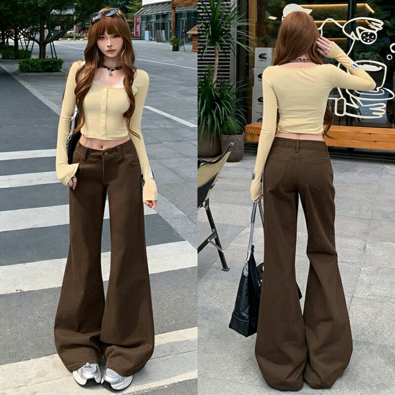 樂天商城 - ハイウエスト ワイドレッグ デニム パンツ レトロ カジュアル ゆったり シルエット 体型カバー 着痩せ 脚長効果 春秋 おしゃれ 大人女子 ワイドパンツ レディース カジュアル ボトムス ストレート ルーズ ナチュラル モード 華奢見え ストレスフリー 韓国ファッショ