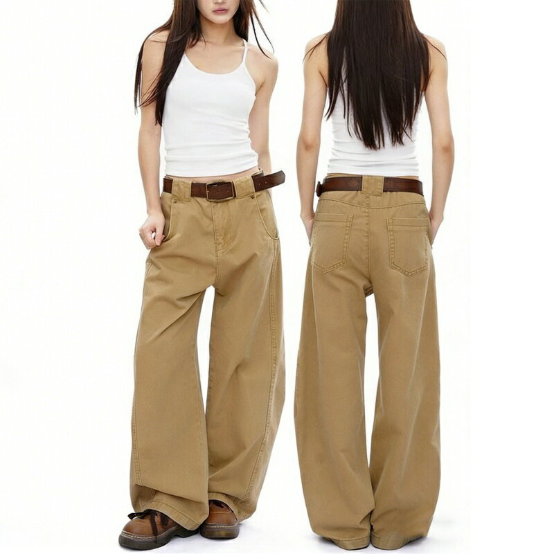 樂天商城 - デニムパンツ レディース ハイウエスト ワイドレッグ デニムパンツ 美脚効果 脚長効果 ゆったり ストレート カジュアル 春夏秋 レトロ アメカジ ストリート 韓国系 通勤 通学 普段使い 高見え 着痩せ 体型カバー S M L XL