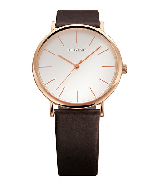【売れ筋】ベーリング 腕時計 BERING Classic Calf Leather 13436-564 ホワイト ローズゴールド ブラウン 時計 ブランド アナログ おしゃれ 防水 かっこいい 北欧