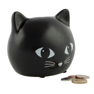 ブラックキャットマネーバンク 猫 貯金箱 母の日 おしゃれ かわいい ネコ キャット 貯金箱 貯金 バンク 大きい 大容量 500円玉 ねこ プレゼント お金 ギフト 誕生日プレゼント 女友達 結婚祝い ギフトセット