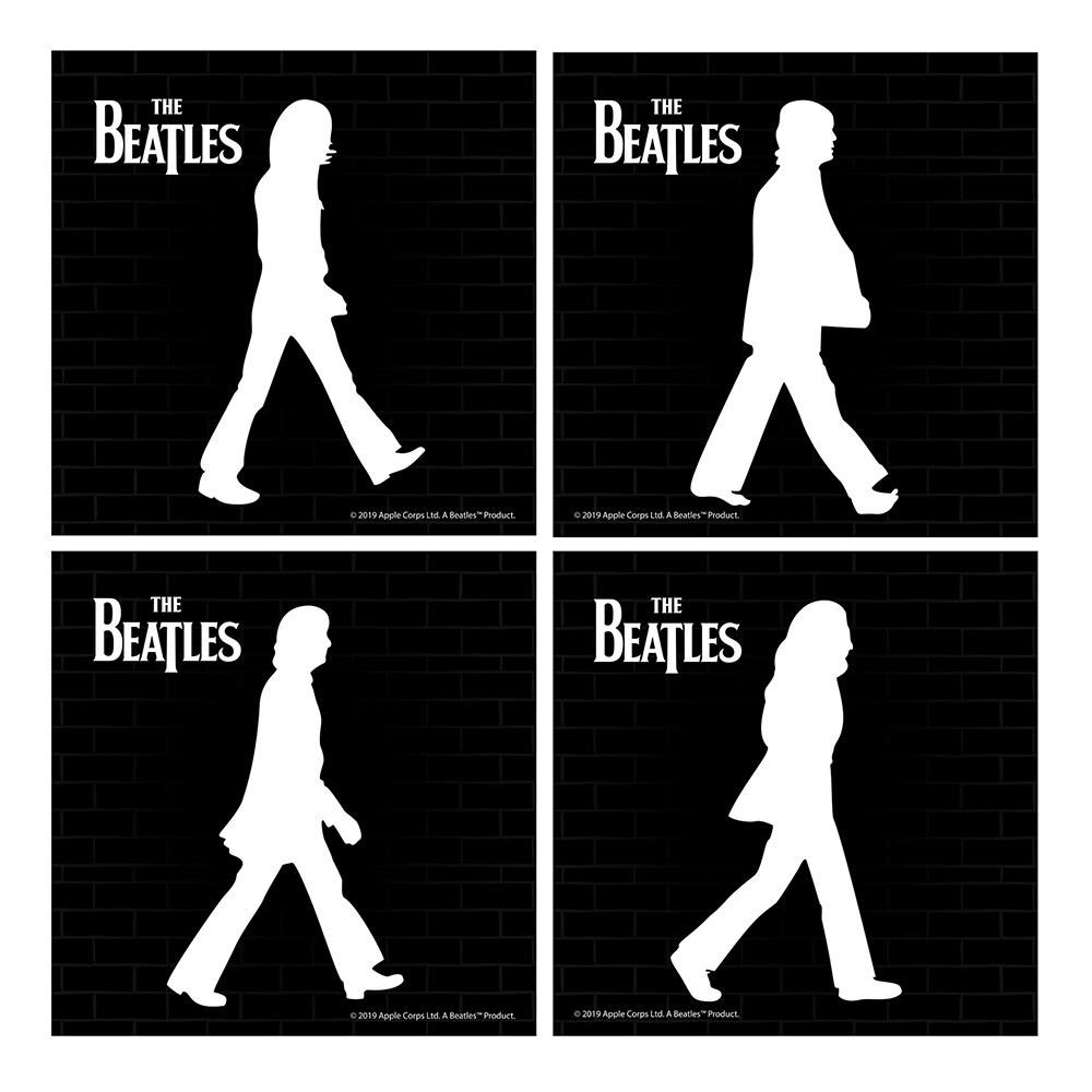 ビートルズ アビーロードシルエット ストーンコースター 4枚セット The Beatles Abbey Road Ceramic Coaster 吸水 ストーン ブラック ホワイト 白 黒 ザ・ビ