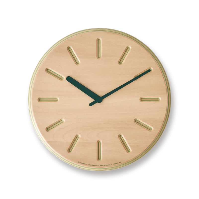 【10％OFFクーポン！4日20時～28h限定】レムノス Lemnos Paper-Wood CLOCK line グリーン DRL19-06 GN 掛け時計 おしゃれ かわいい オシャレ アナログ 壁掛け時計 かけ時計 時計 見やすい 高級 日