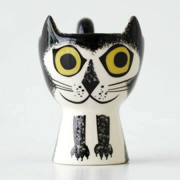 【人気】ハンナターナー エッグカップ 黒白 15-0007-00 エッグスタンド Black and White 猫 ねこ ネコ エッグボウル Egg cups Hannah T