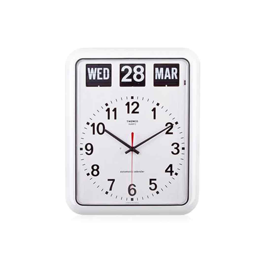 【10％OFFクーポン！4日20時～28h限定】Twemco トゥエンコ オートマティックカレンダークオーツクロック BQ-12A ホワイト 掛け時計 時計 おしゃれ かわいい レトロ パタパタ ウォールクロック 見やすい 大きい Automati