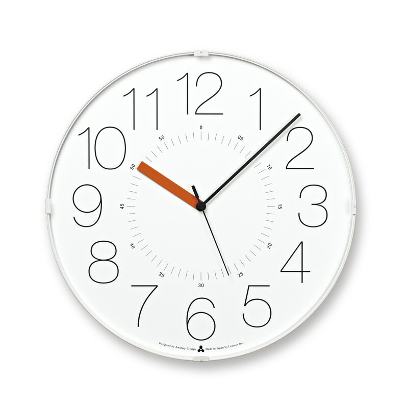 【ポイント10倍！6月1日限定】レムノス Lemnos AWA CLOCK CARA ホワイト オレンジ 掛け時計 AWA21-01 WH-O おしゃれ かわいい オシャレ アナログ 壁掛け時計 かけ時計 時計 見やすい 高級 日