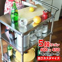 ステンレス台 キャスター付ワゴン 五段 600mm x 450mm ステンレスワゴン 高さカスタマイズ