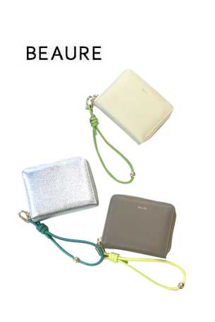 Rakuten - BEAURE／ビュレ　カウレザー　ハンドストラップ付きバイカラーラウンドミニウォレット（3col.）B-24096☆送料無料☆