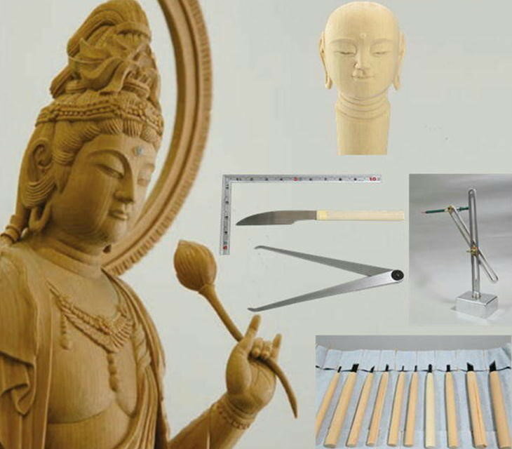 自分で作る こころの仏像彫刻・基礎シリーズ5 仏頭 DVD＋材料（2本）＋道具セット