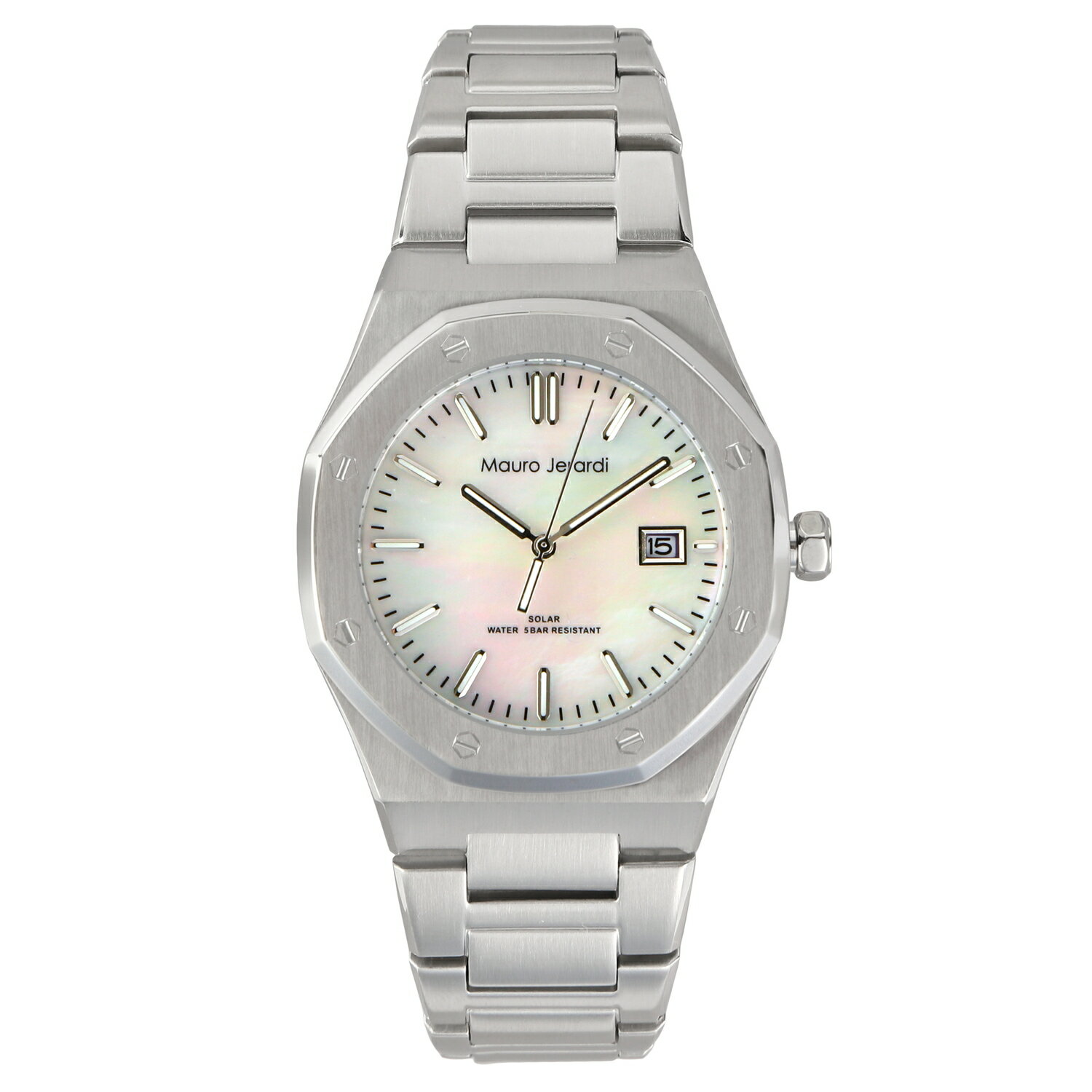 マウロジェラルディ メンズソーラーウォッチ MJ073-3 MOPホワイト（マザー・オブ・パール） 男性 ファッション メンズ 高級 時計 腕時計