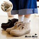 ワラビー レディース North Date ノースデイト アンクルブーツ モカシン ボア 暖かい 防寒 撥水加工 防滑 フラット 幅広 3e 雪道対応 ファスナー 北海道 冬(ご予約受付中)