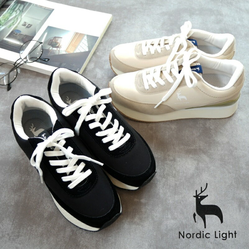 Nordic Light ノルディックライト ミドルカットスニーカー レディース 靴 厚底 チャンキー フラット シカ レースアップ 疲れにくい 防滑 北欧 ノルウェー 軽い 3e