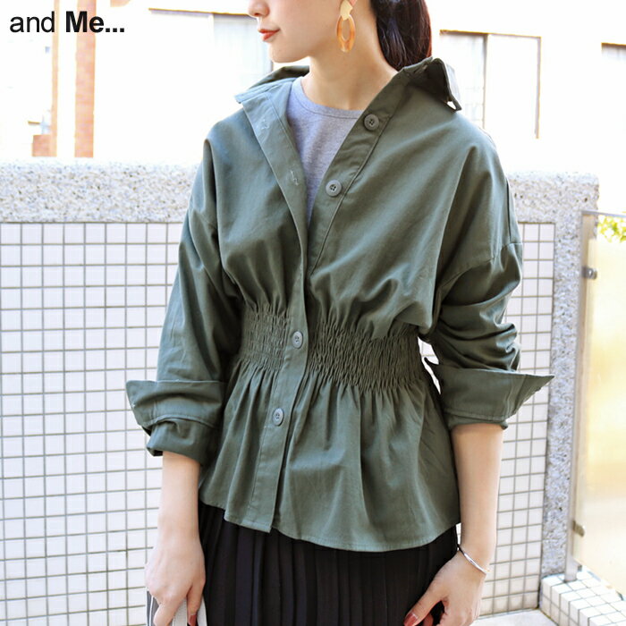 【宅配便A】シャツ レディース 長袖 ブラウス ツイル ウエストシャーリング ドルマン【メール便NG】のサムネイル