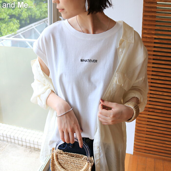 【Y-5】【メール便対応B】【一部予約】【送料無料】WHATEVER 刺繍 ロゴ フレンチスリーブ Tシャツ レディース コットン 春 夏