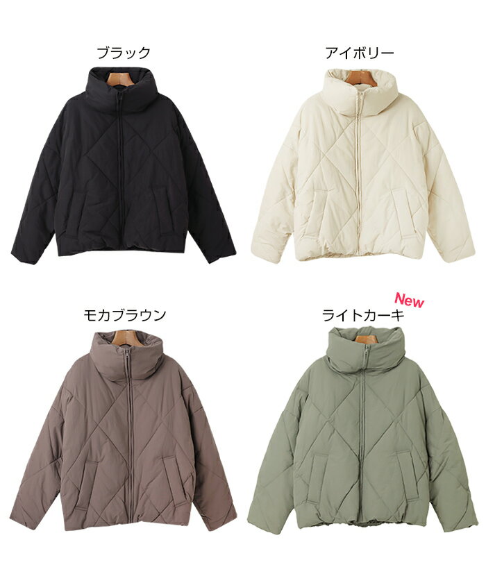 ショート丈 キルティング 中綿 ダウン ジャケット レディース ダウンジャケット ダウンコート ペディン アウター 羽織り オーバーサイズ 体型カバー ゆったり 楽ちん 2way ポケット ジップ フェイクダウン カジュアル 冬服 あったか 暖か 防寒 秋冬 春 秋 冬 2