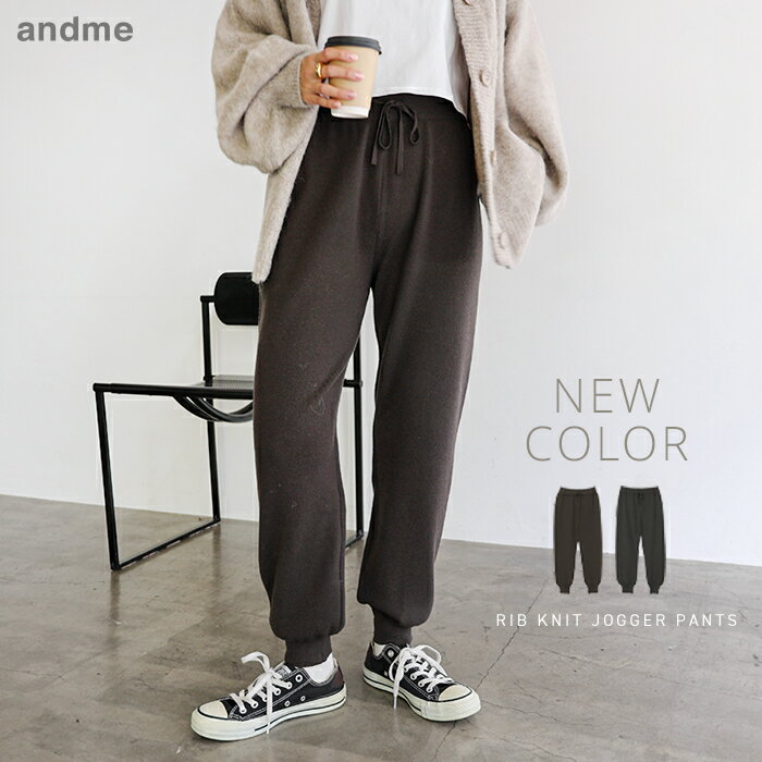 【宅配便A】【一部予約】ストレッチ ジョガー ニット パンツ レディース ボトム ニットパンツ ジョガーパンツ ウエストゴム 楽ちん 体型カバー リラックス イージー 総針編み 重ね着 レイヤード トレンド カジュアル M L 秋冬 春 秋 冬【メール便NG】
