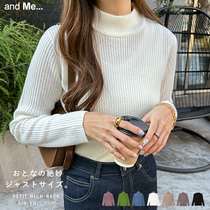 【宅配便A】ハイネック リブ ニット セーター 長袖 トップス レディース ベーシック 体型カバー ジャスト丈 M/Lサイズ 春 秋 冬【メール便NG】