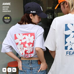 【メール便対応C】【一部予約】前後ロゴ入り フラワープリント 半袖 Tシャツ レディース メンズ 男女兼用 ユニセックス ノームコア トップス カットソー 綿100％ クルーネック オーバーサイズ 花柄 カジュアル M/L/XLサイズ 春 夏 秋 ANME アンメ