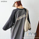 【宅配便A】【送料無料】配色ラグラン 長袖 プリント Tシャツ ワンピース レディース バックロゴ コットン クルーネック サイドポケット カジュアル 体型カバー 楽ちん こなれ感 コーマ天竺 春 夏 秋 冬【メール便NG】