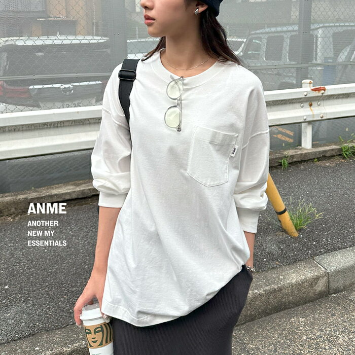 【メール便対応C】 エンブロイダリー ポケット付き 長袖 Tシャツ レディース メンズ 男女兼用 ユニセックス ノームコア トップス カットソー オーバーサイズ ロンT ロゴTシャツ カジュアル ストリート アウトドア M L 春夏 秋冬 春 夏 秋 冬 ANME アンメのサムネイル