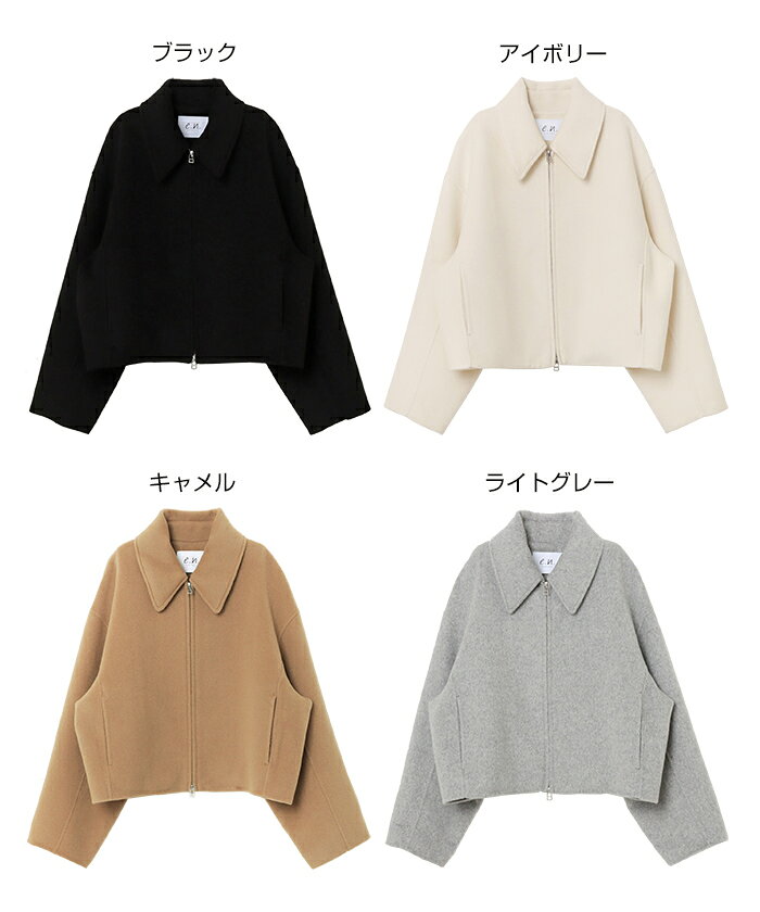 evernavy エバーネイビー リバー ジップ ショート コート レディース ウールコート リバーコート アウター 羽織り ショート丈 ウール ダブルフェイス ダブルジップ セレモニー オケージョン きれいめオフィス あったか 暖か 防寒 秋冬 春 秋 冬 2