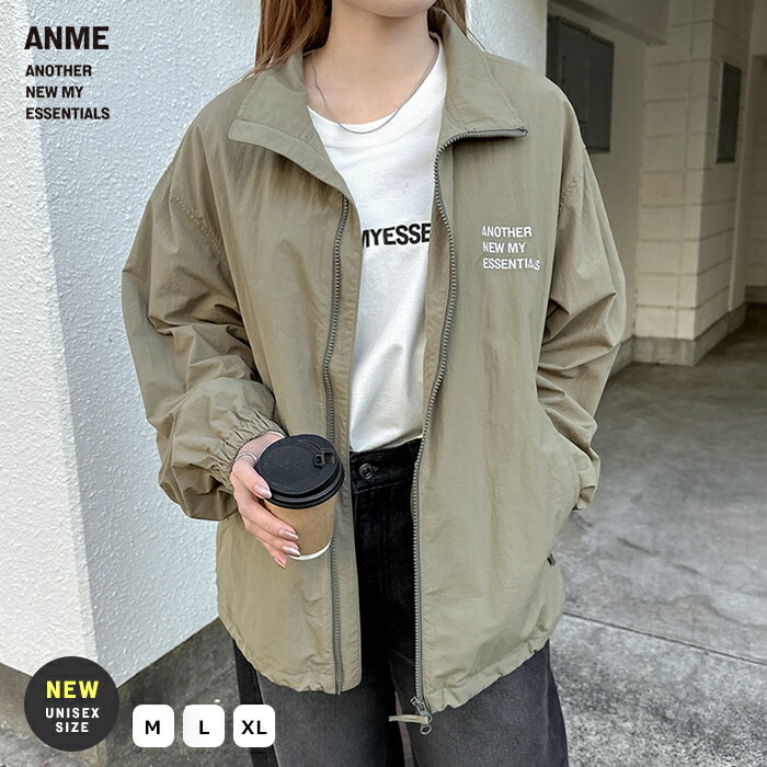 ANME アンメ UVカット 接触冷感 ナイロン ジャケット ブルゾン レディース メンズ 男女兼用 ユニセックス ノームコア トップス ジャンパー アウター 羽織り UPF50＋ 撥水 軽量 機能性 体型カバー ポケット アウトドア エンブロイダリー セットアップ M L XL 春夏 春 夏 秋 冬