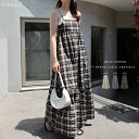 Freesia フリージア シアー チェック キャミソール ワンピース レディース キャミワンピース ロングワンピース マキシワンピース ボトム 体型カバー ゆ...