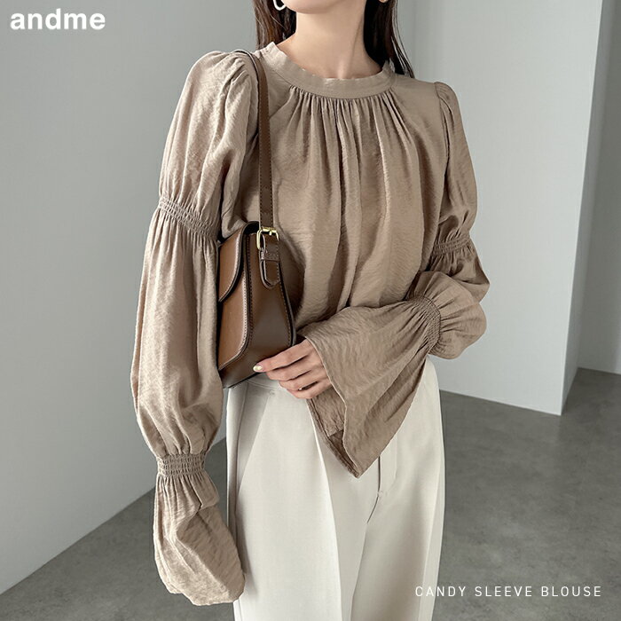 バックリボン キャンディスリーブ 長袖 シャツ ブラウス レディース トップス きれいめ ボリューム袖 ギャザー 体型カバー セレモニー 上品 フェミニン 春 夏 秋 冬のサムネイル