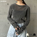 ベロア チュール クルーネック 長袖 トップス レディース カットソー シャツブラウス 長袖トップス ロンT インナー シンプル カジュアル トレンド セレモニ...