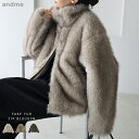 ミックスファー ジップ ブルゾン レディース アウター ファーブルゾン ファーコート ジャンパー カーディガン 羽織り 体型カバー ゆったり 起毛 フェイクファー スタンドカラー 2way 裏地付き カジュアル トレンド セレモニー 秋服 冬服 あったか 暖か 防寒 秋冬 春 秋 冬