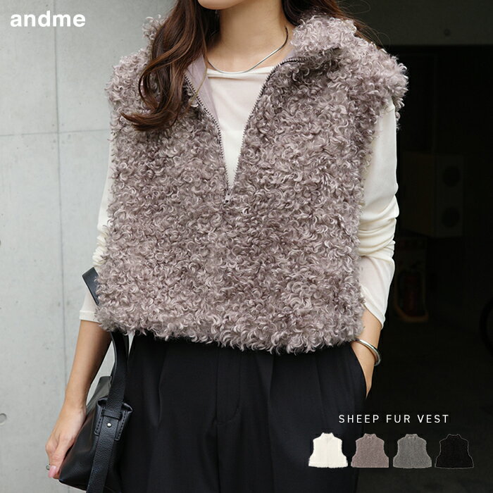 ショート丈 ボア ファーベスト レディース ボアコート ファーコート ジレ シープ ファー ベスト トップス アウター 羽織り 体型カバー ゆったり 短丈 2way ジップ シープファー プードル 起毛 きれいめ カジュアル トレンド 秋服 冬服 あったか 暖か 防寒 秋冬 春 秋 冬のサムネイル