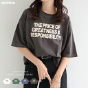 ロゴ プリント ショート丈 ピグメント加工 Tシャツ レディース トップス 綿100% オーバーサイズ 半袖 クルーネック ヴィンテージ 古着風 ロゴTシャツ ...