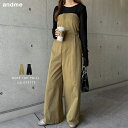 ベアトップ ワイド サロペット レディース ボトム オールインワン オーバーオール パンツ サロペ ワイドパンツ ズボン ウエストゴム 体型カバー 太ももカバー...