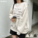 裏起毛 スウェット ロゴ 刺繍 トップス レディース 長袖Tシャツ ロンT カットソー スウェットトップス トレーナー オーバーサイズ 体型カバー ゆったり 楽ちん ミドル丈 ボリューム袖 エンブロイダリー カジュアル あったか 暖か 防寒 秋冬 春 秋 冬