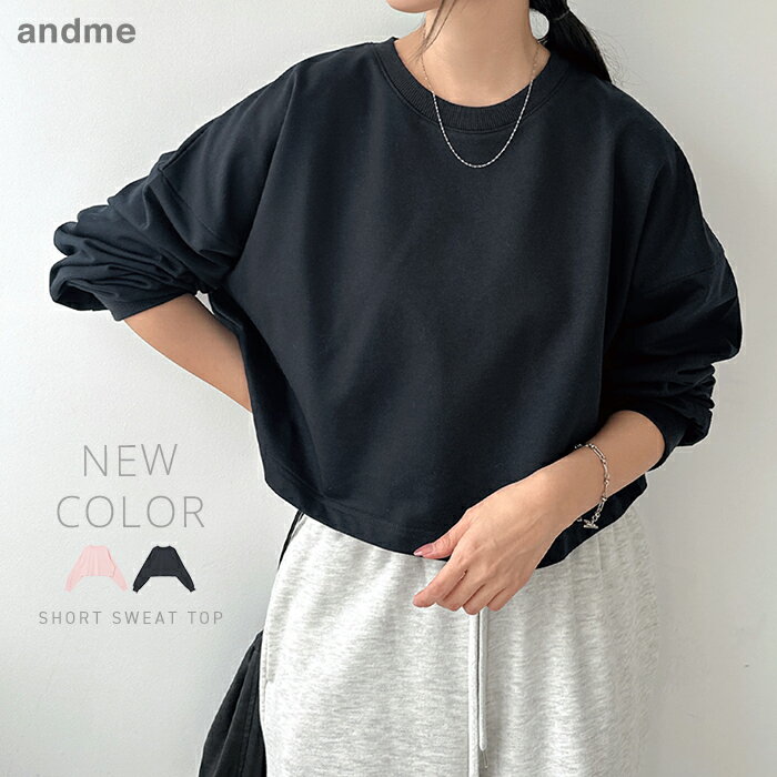 スウェット ショート丈 長袖 Tシャツ レディース ロンT 長袖Tシャツ トップス カットソー スウェットトップス トレーナー インナー オーバーサイズ 体型カバー ゆったり 楽ちん ボリューム袖 裏毛 薄手 コットン カジュアル トレンド 春夏 秋冬 春 秋 冬のサムネイル