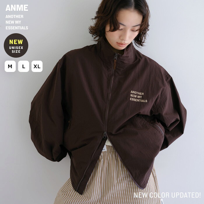 ANME アンメ UVカット 接触冷感 ナイロン ジャケット ブルゾン レディース メンズ 男女兼用 ユニセックス ノームコア トップス ジャンパー アウター 羽織り UPF50＋ 撥水 軽量 機能性 体型カバー ポケット アウトドア エンブロイダリー セットアップ M L XL 春夏 春 夏 秋 冬