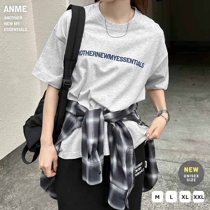ANME アンメ ANOTHER ロゴ プリント 半袖 Tシャツ レディース メンズ 男女兼用 ユニセックス ノームコア トップス カットソー オーバーサイズ 体型カバー ゆったり 楽ちん コットン ロゴtシャツ コーマ天竺 S M L XL XXL 春夏 秋冬 春 夏 秋 冬